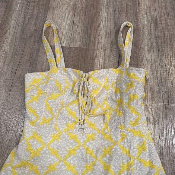 Diane Von Furstenberg Women's Luxe Lace Up Henna Diamonds Dress Yellow Size 6 - Picture 8 of 16